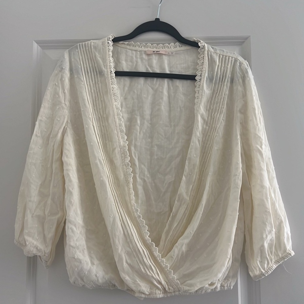Deep V Neck Dot Blouse